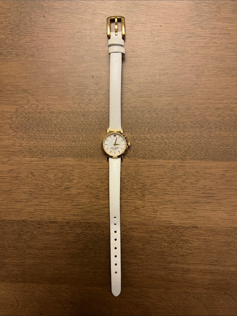 kate spade White Leather Strap Gold-Tone Dial Women's Watch